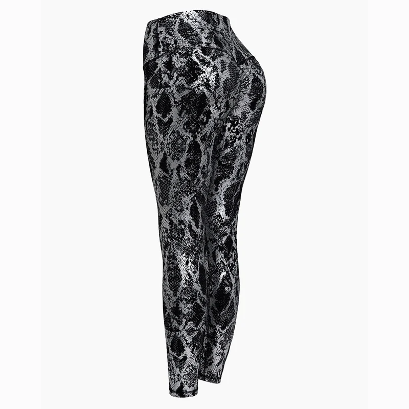Damen nan hoch taillierte Sportleggings mit formender Kompression und strukturierter Schlangenprägung Drune