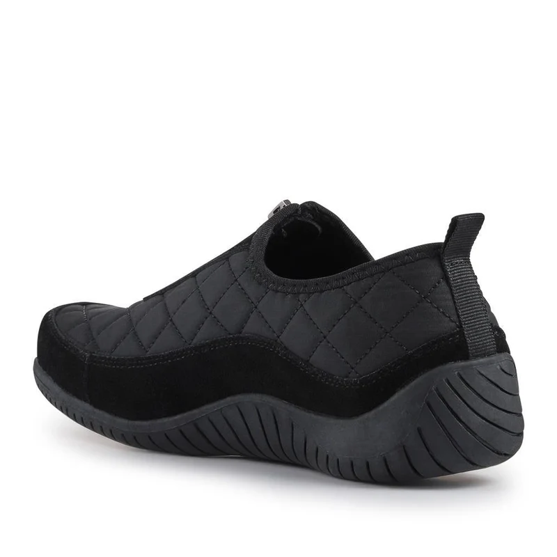 Wide Fit Leather Slip-On Shoes With Zip Fastening - BRK42019 / 328 406 - Black
