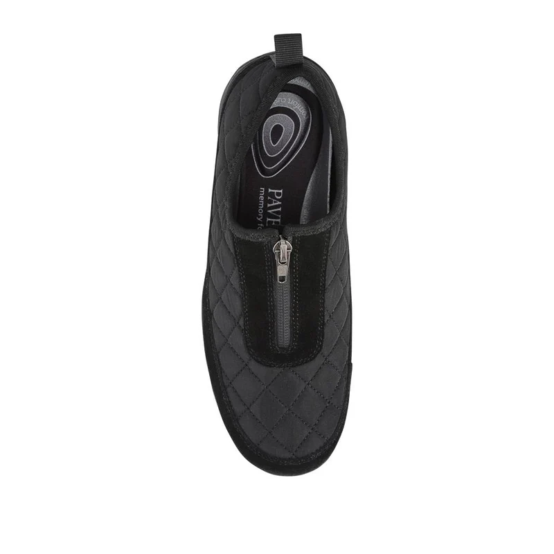 Wide Fit Leather Slip-On Shoes With Zip Fastening - BRK42019 / 328 406 - Black