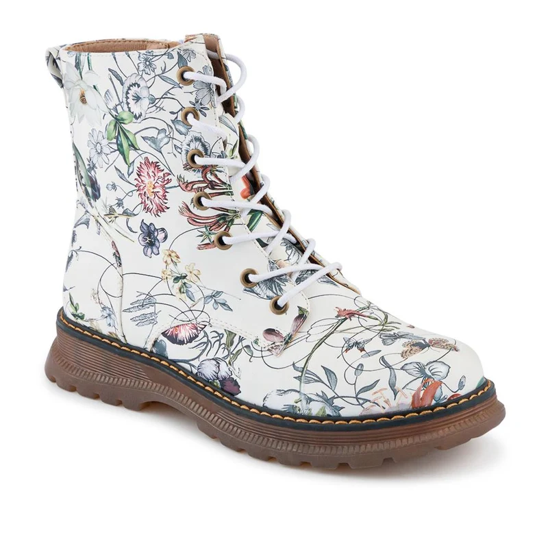 Lace-Up Floral Boots - PINYI40011 / 326 033