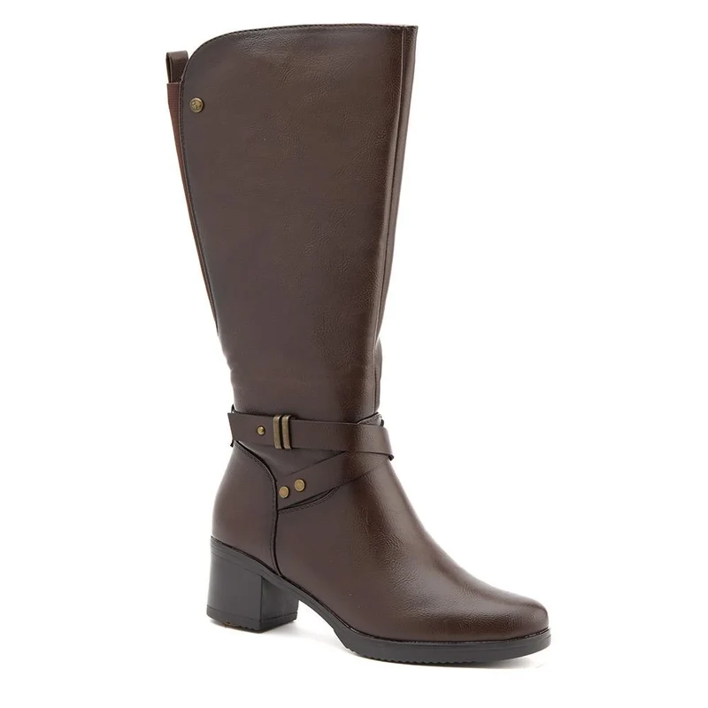 Block-Heeled Long Boots - WK40013 / 326 375 - Chocolate