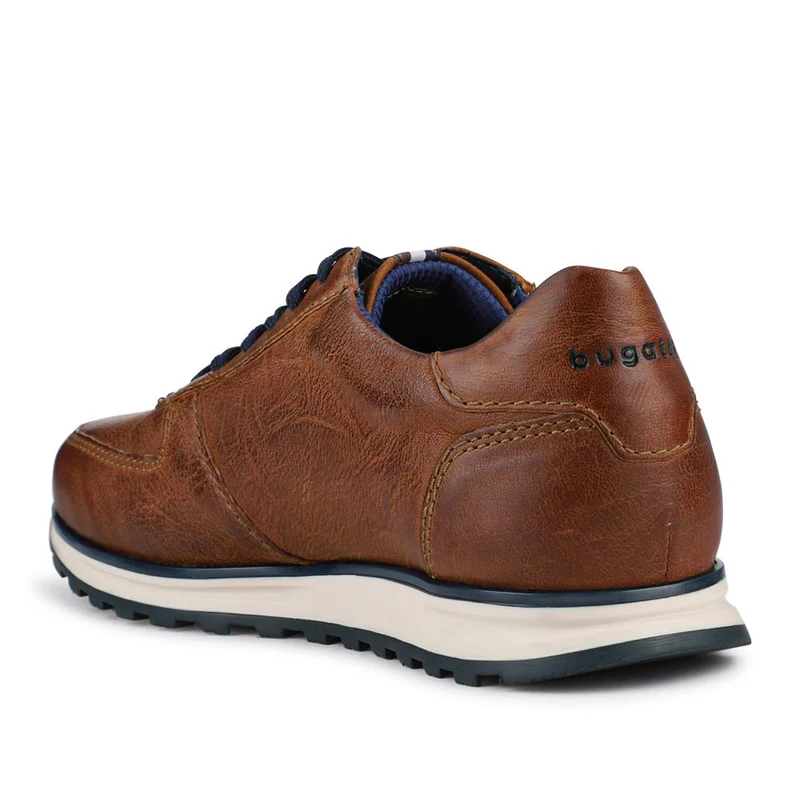 Casual Leather Lace-Up Trainers - BUG42501 / 327 671 - Brown