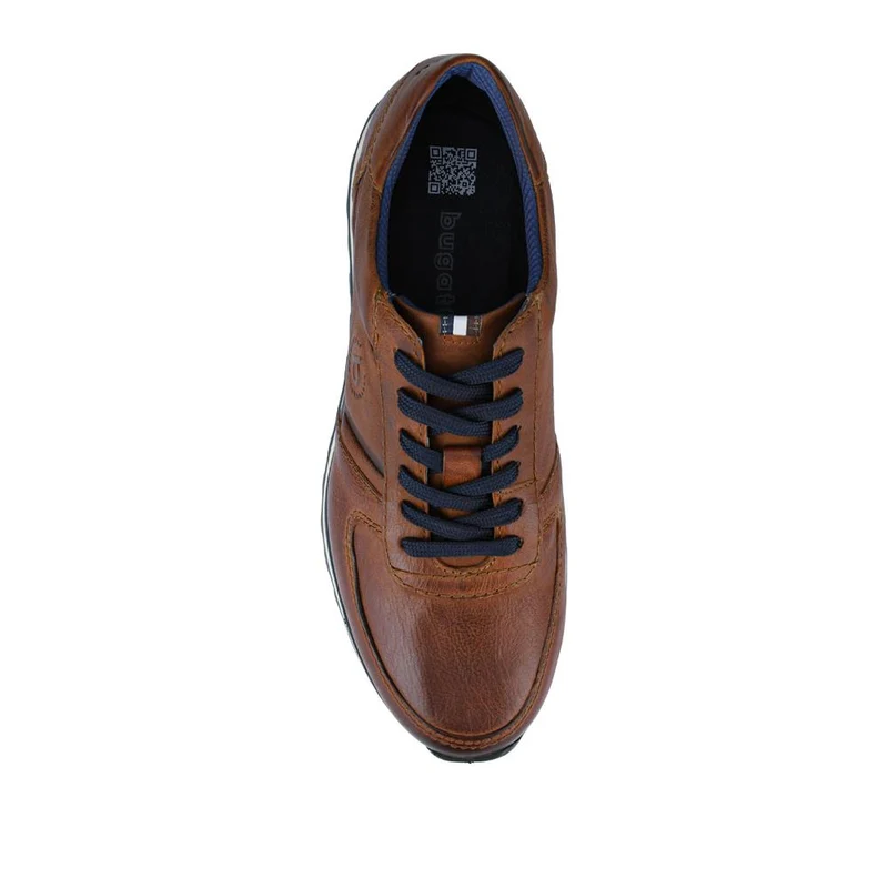 Casual Leather Lace-Up Trainers - BUG42501 / 327 671 - Brown