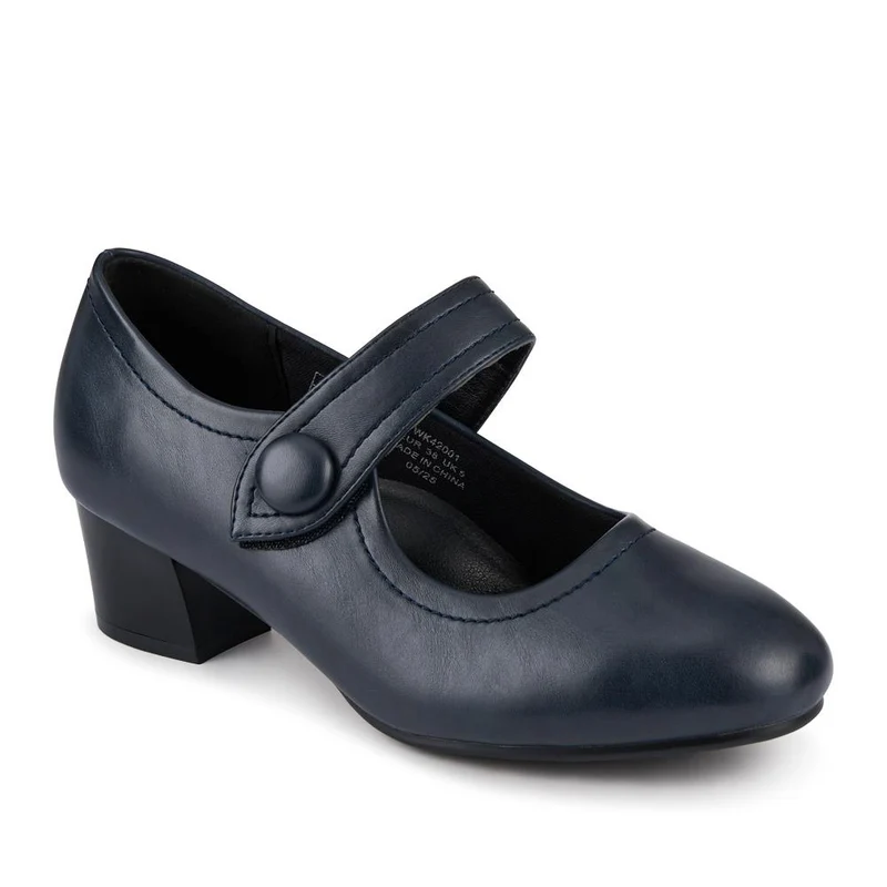 Wide-Fit Elasticated Block-Heeled Mary Janes - WK42001 / 327 952