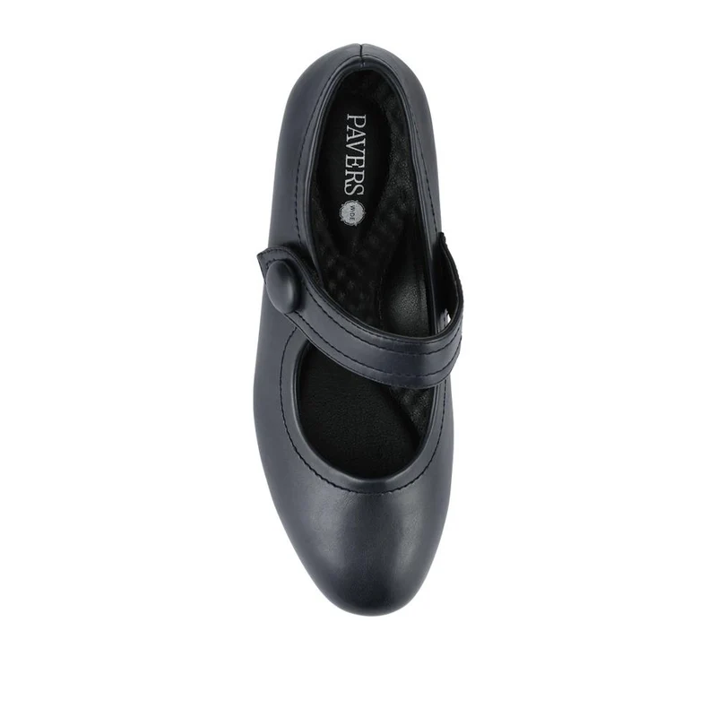 Wide Fit Touch-Fasten Heeled Mary Janes - WK42001 / 327 952 - Navy