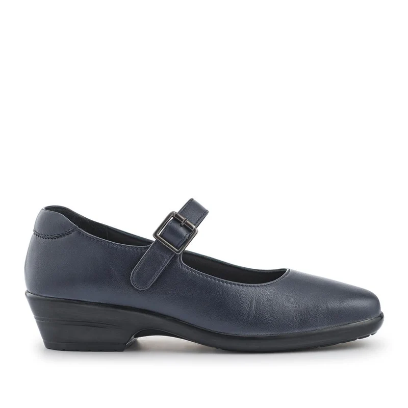 Wide Fit Leather Touch-Fasten Mary Janes - KF42017 / 328 182 - Navy