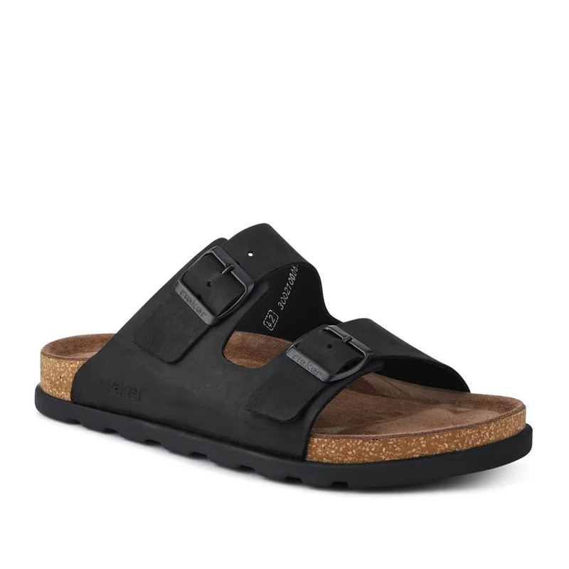 Extra-Wide Leather Mule Sandals - RKR41533 / 326 940 - Black