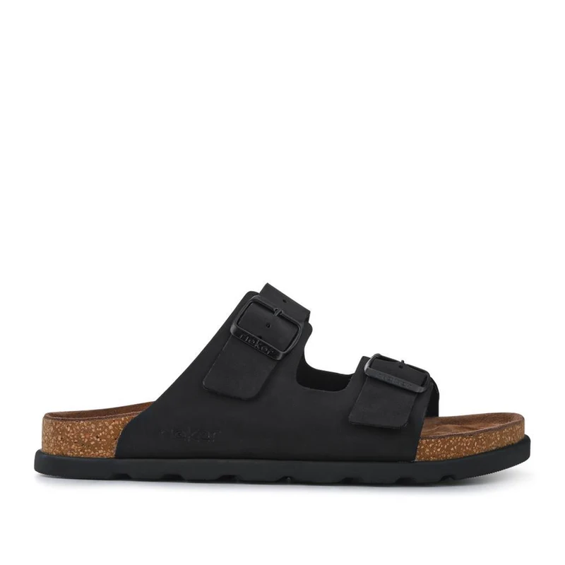 Extra-Wide Leather Mule Sandals - RKR41533 / 326 940 - Black