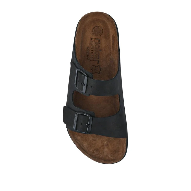 Extra-Wide Leather Mule Sandals - RKR41533 / 326 940 - Black