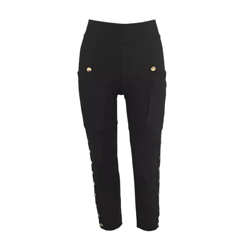 Damen Sportliche Premium-Hose mit praktischen Seitentaschen und Druckknopfdetails Drune