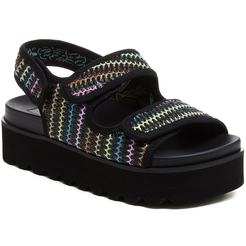 Rocket Dog Damen Balmy Randy Raffia Sandale - Schwarz