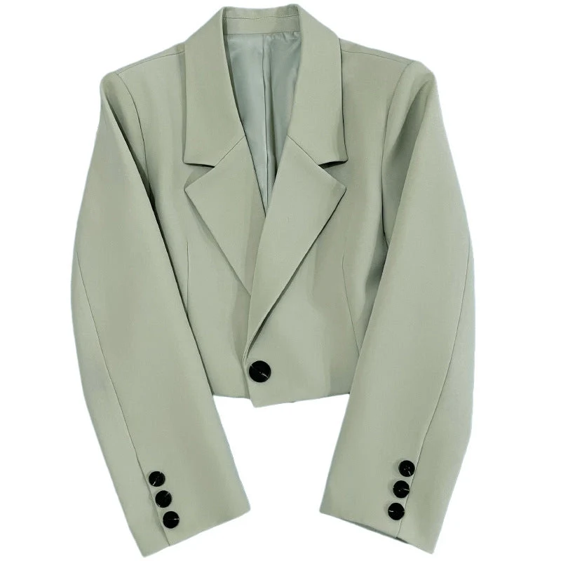 Damen nan kurzer taillierter Blazer mit markantem Revers und Ein-Knopf-Verschluss Drune