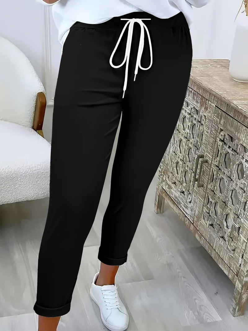 Damen nan taillierte Freizeithose mit Kordelzug und Umschlagbündchen Drune