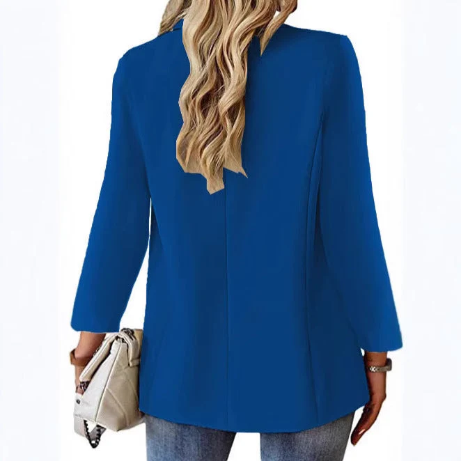 Damen nan taillierter Blazer mit Ein-Knopf-Verschluss Reverskragen und Pattentaschen Drune