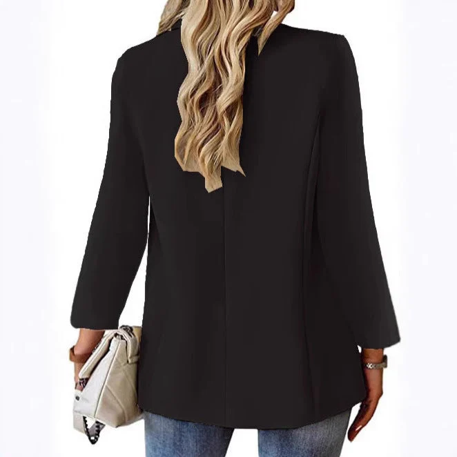 Damen nan taillierter Blazer mit Ein-Knopf-Verschluss Reverskragen und Pattentaschen Drune