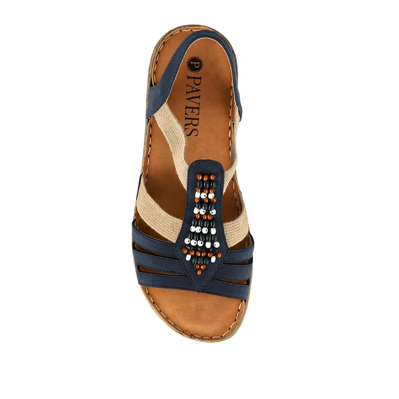 Elasticated Strappy Sandals - WOIL41056 / 327 123 - Navy