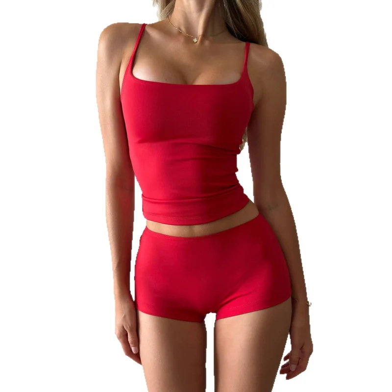 Damen Unterwäsche-Set mit Spaghettiträgern und bequemen Shorts Drune