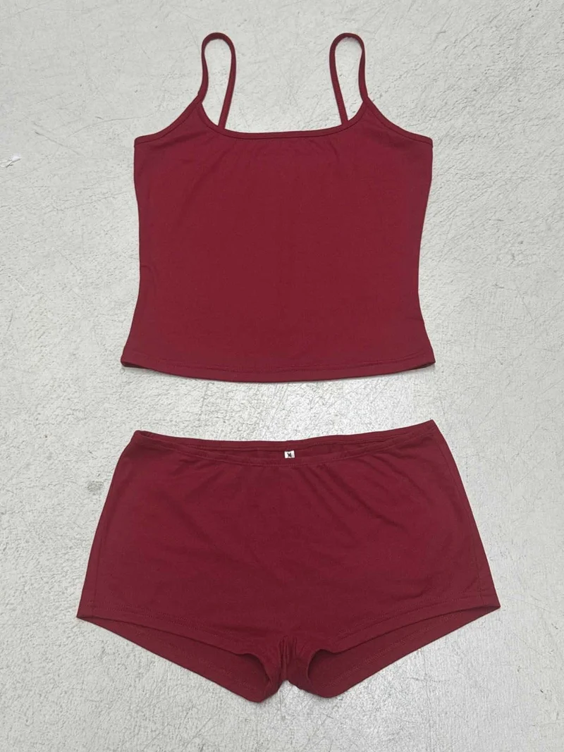 Damen Unterwäsche-Set mit Spaghettiträgern und bequemen Shorts Drune