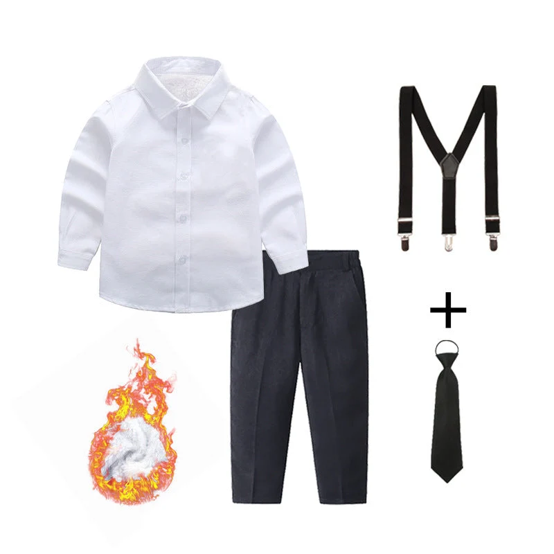 Damen Festlicher Anzug mit Hemd, Hose, Hosenträgern und Fliege Drune