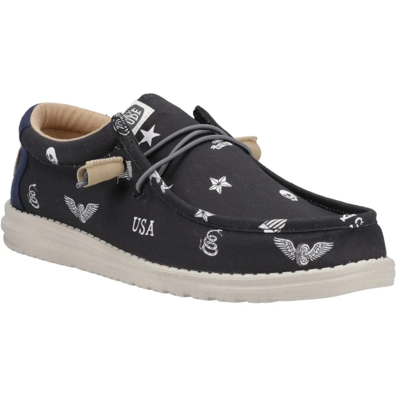 Hey Dude Herrenschuh Wally Stars n Skulls – Schwarz