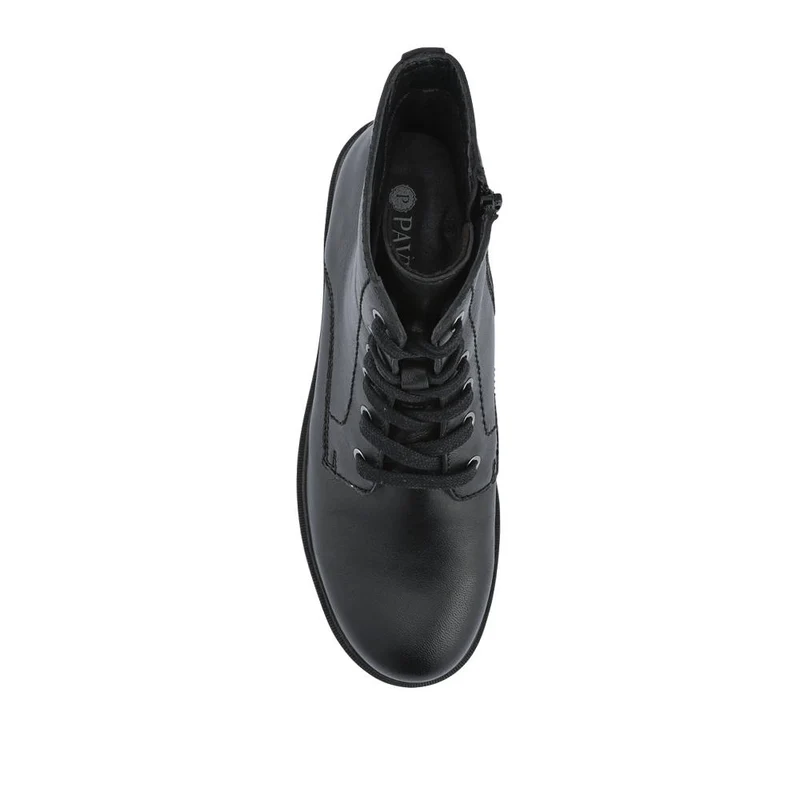Leather Lace-Up Boots With Inside Zip - DDIN42004 / 328 316 - Black