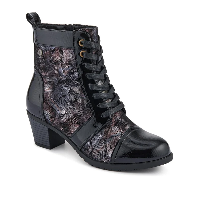 Block-Heeled Ankle Boots - SENBO42002 / 328 390 - Black Multi