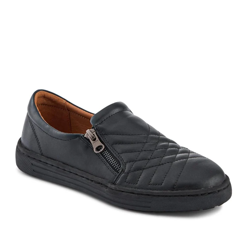Leather Zip-Fasten Slip-On Shoes - BRK42006 / 327 976