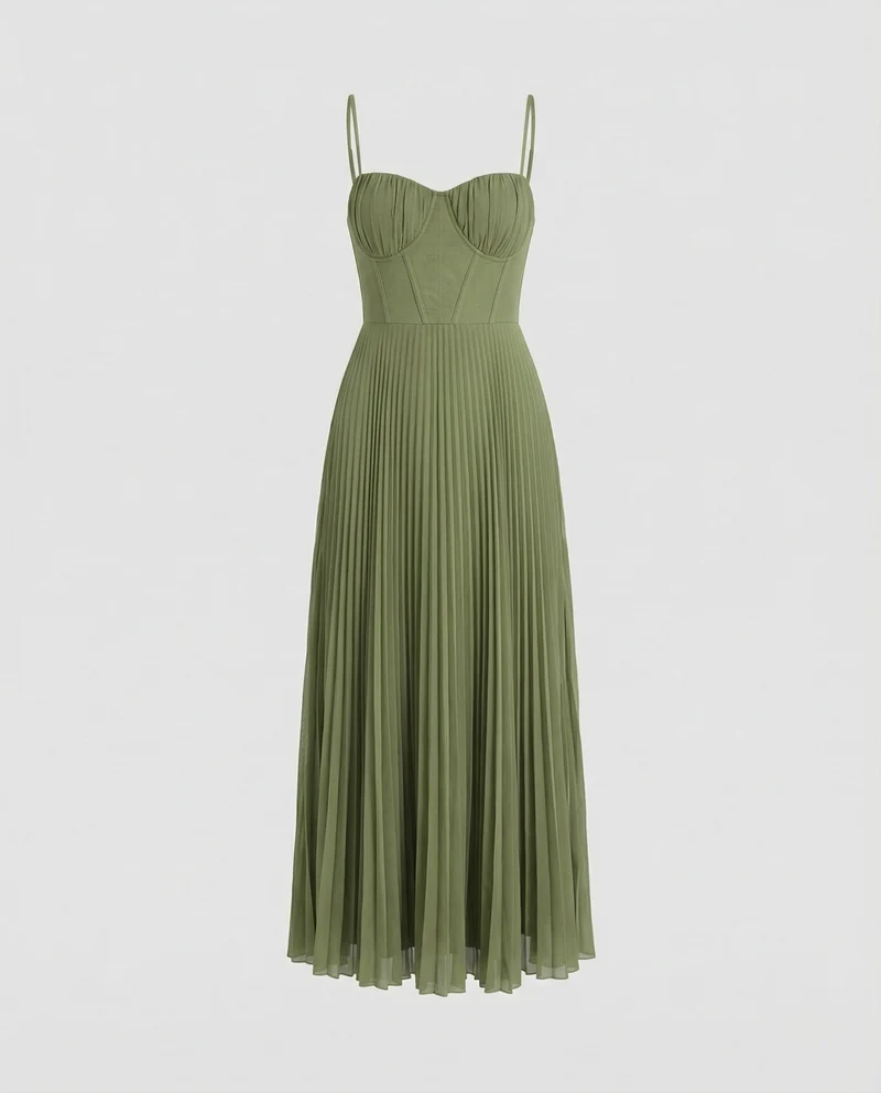 Drune | Midi Ärmellos Kleid Mit Gefälteltem Tüll-Bustier