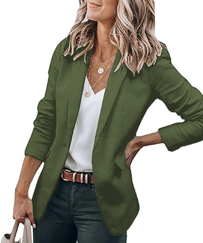 Damen nan legerer taillierter Blazer mit dreiviertelärmeln und offener Vorderseite Drune