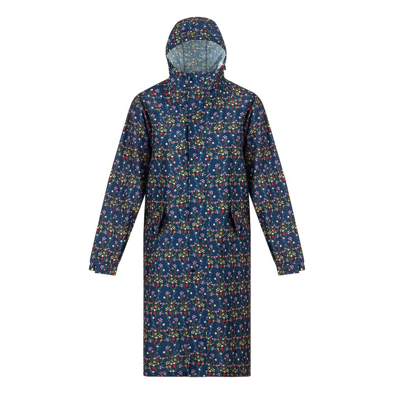 Long Rain-Proof Parka Coat - XKL41002 / 327 653 - Navy Floral