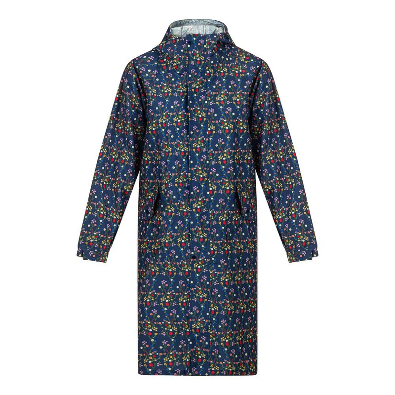 Long Rain-Proof Parka Coat - XKL41002 / 327 653 - Navy Floral