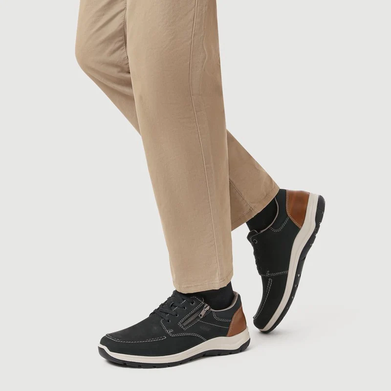 Wide-Fit Casual Leather Shoes - RKR41525 / 326 759 - Navy