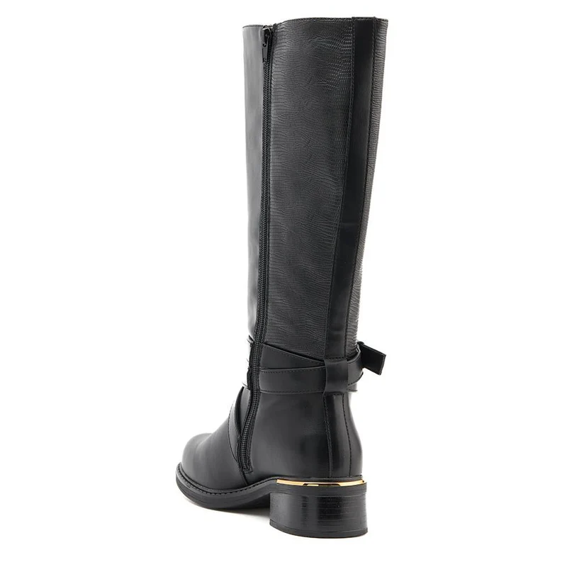 Buckled Calf-Length Boots - WBINS40109 / 325 985 - Black