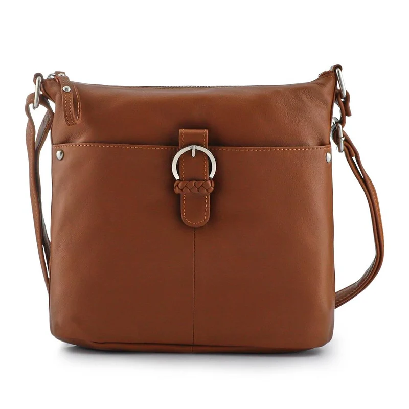 Leather Daily Zip-Close Crossbody Bag - JWNBG41003 / 327 771 - Tan