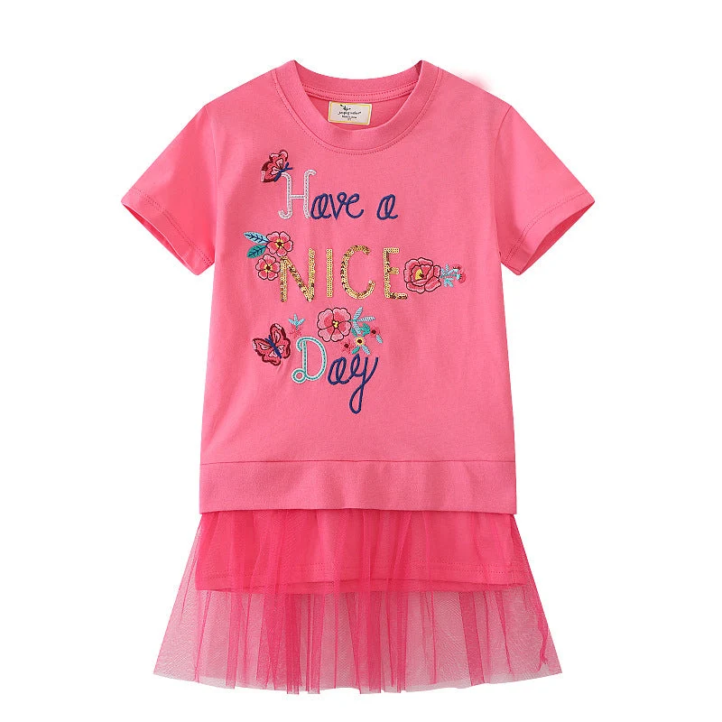 Mädchen T-Shirt Kleid mit bezauberndem Tüllunterrock Drune