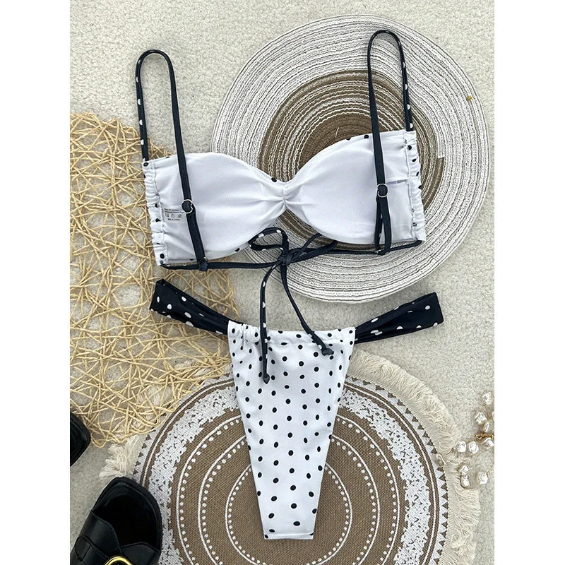 Damen Bikini-Set mit verspieltem Polka-Dot Design und verstellbaren Trägern Drune