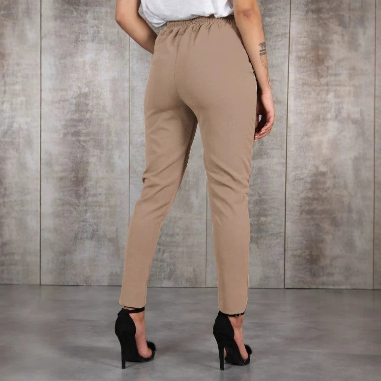 Damen nan taillierte Paperbag-Hose mit Bindegürtel und schmalem Bein Drune