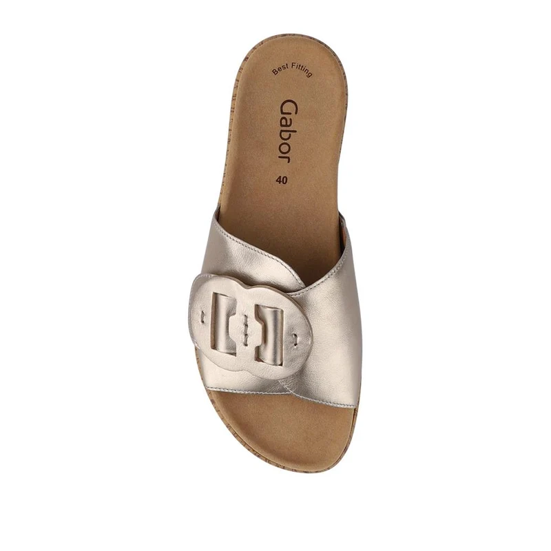 Kirby Gabor Touch Fasten Leather Mule Sandals - GAB41530 / 327 038 - Metallic
