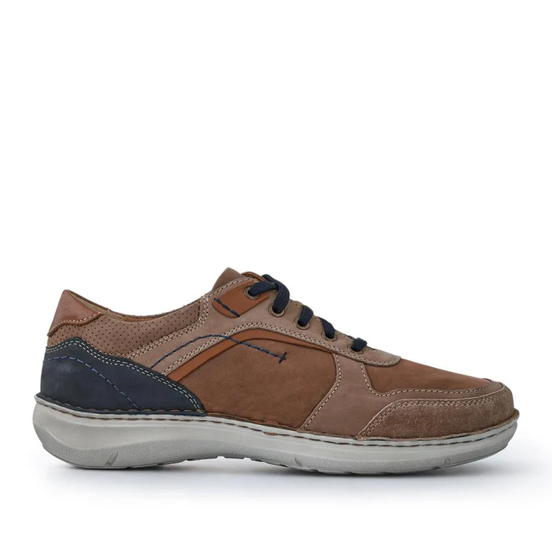 Leather Wide-Fit Lace-Up Trainers - JOSEF41505 / 327 051 - Tan