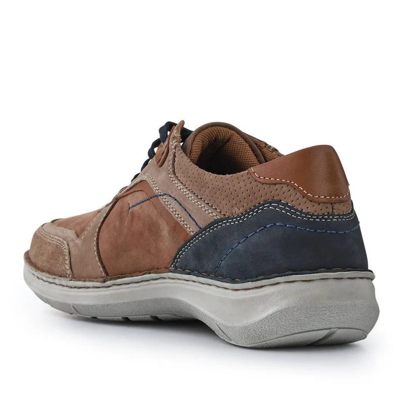 Leather Wide-Fit Lace-Up Trainers - JOSEF41505 / 327 051 - Tan