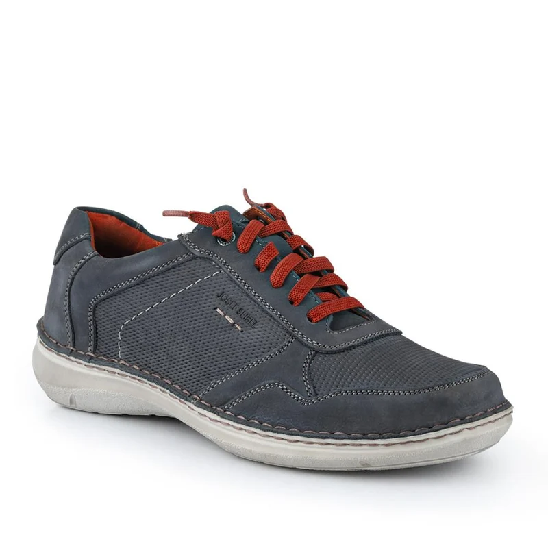Wide-Fit Leather Bungee-Laced Trainers - JOSEF41506 / 327 049 - Navy