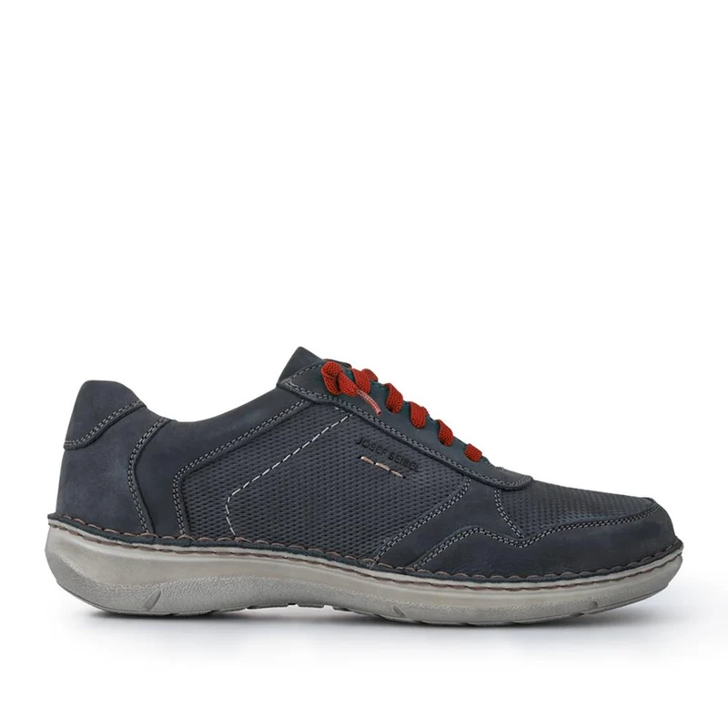 Wide-Fit Leather Bungee-Laced Trainers - JOSEF41506 / 327 049 - Navy