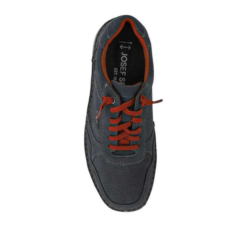 Wide-Fit Leather Bungee-Laced Trainers - JOSEF41506 / 327 049 - Navy