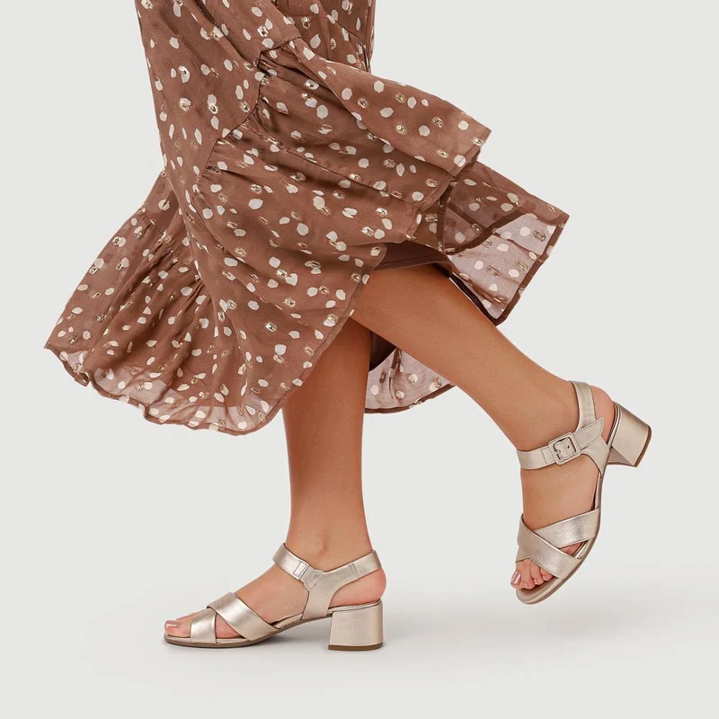 Block-Heeled Smart Sandals - GAB41534 / 327 284 - Silver Shimmer