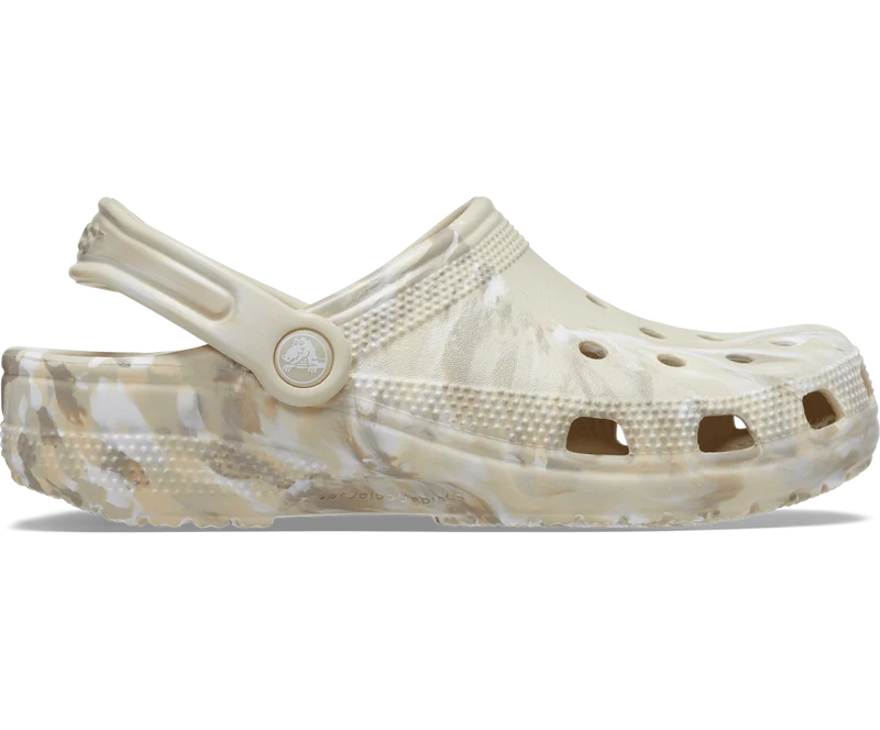 Crocs Klassischer Unisex-Marmor-Clog – Knochen