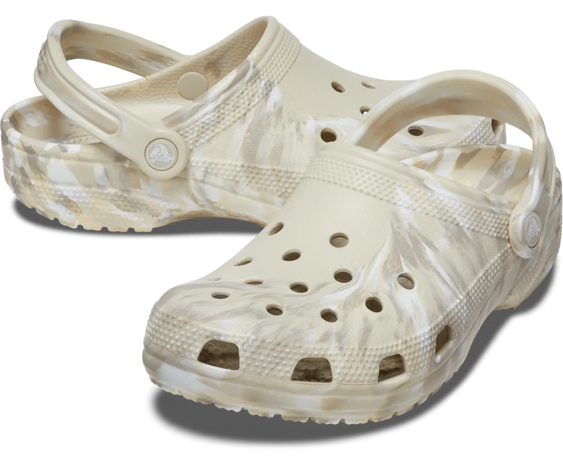 Crocs Klassischer Unisex-Marmor-Clog – Knochen