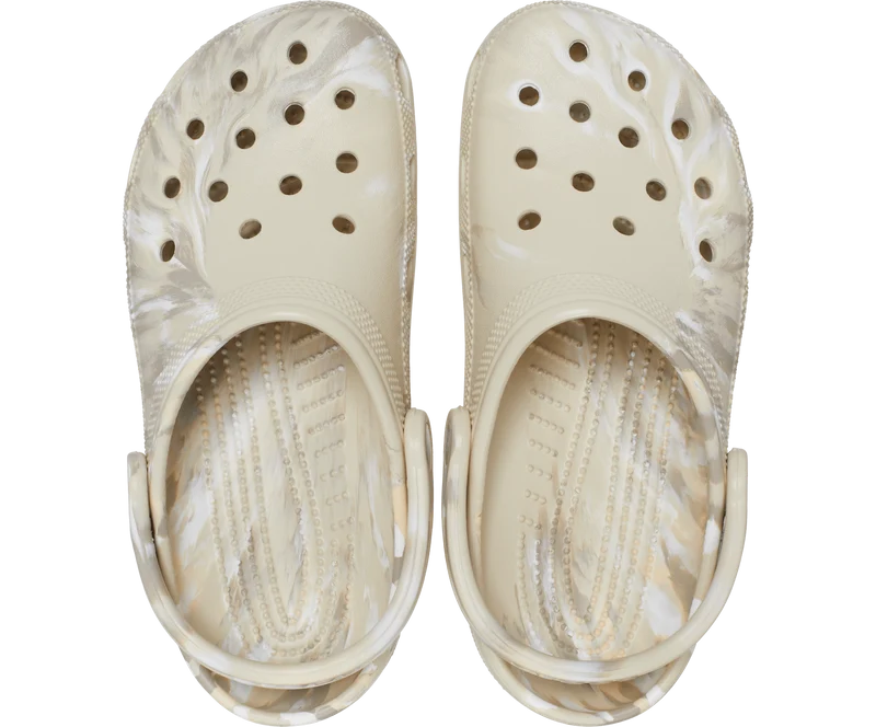 Crocs Klassischer Unisex-Marmor-Clog – Knochen
