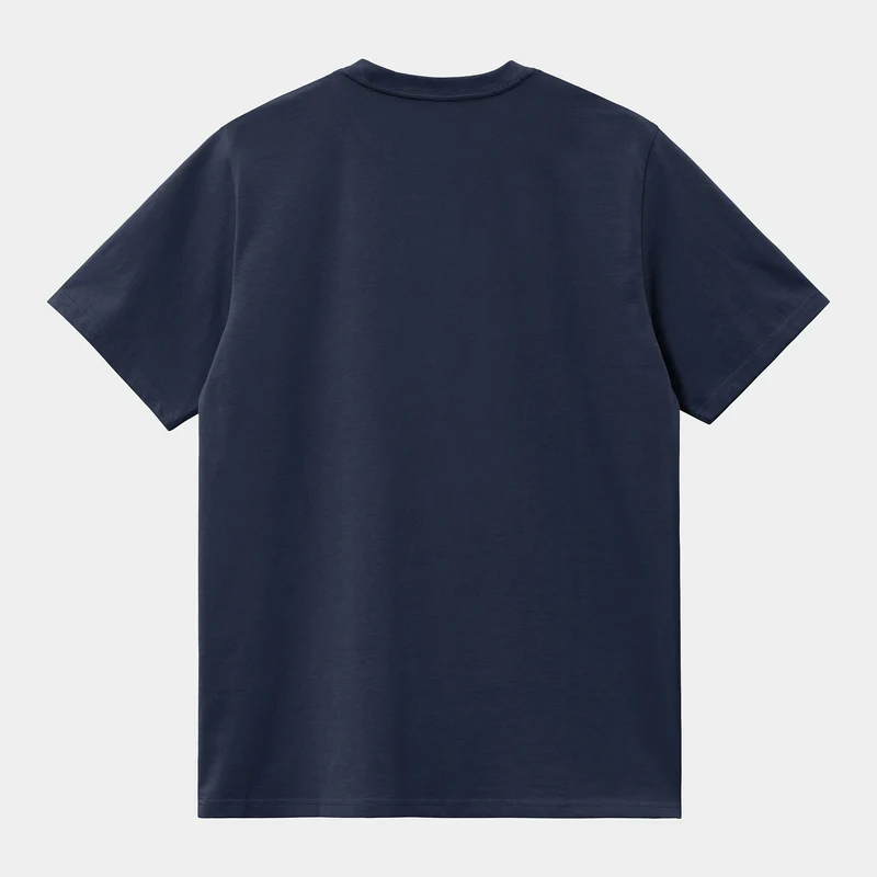 Carhartt WIP Herren Kurzarm American Script T-Shirt – Air Force Blue