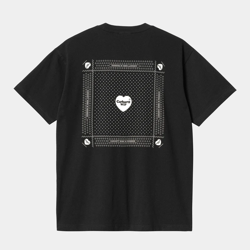 Carhartt WIP Herren-Herz-Bandana-T-Shirt – Schwarz / Weiß