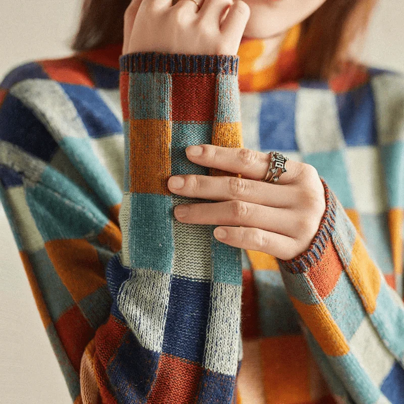 Drune | Gemütliche Couture Cashmere Patchwork Rollkragenpullover